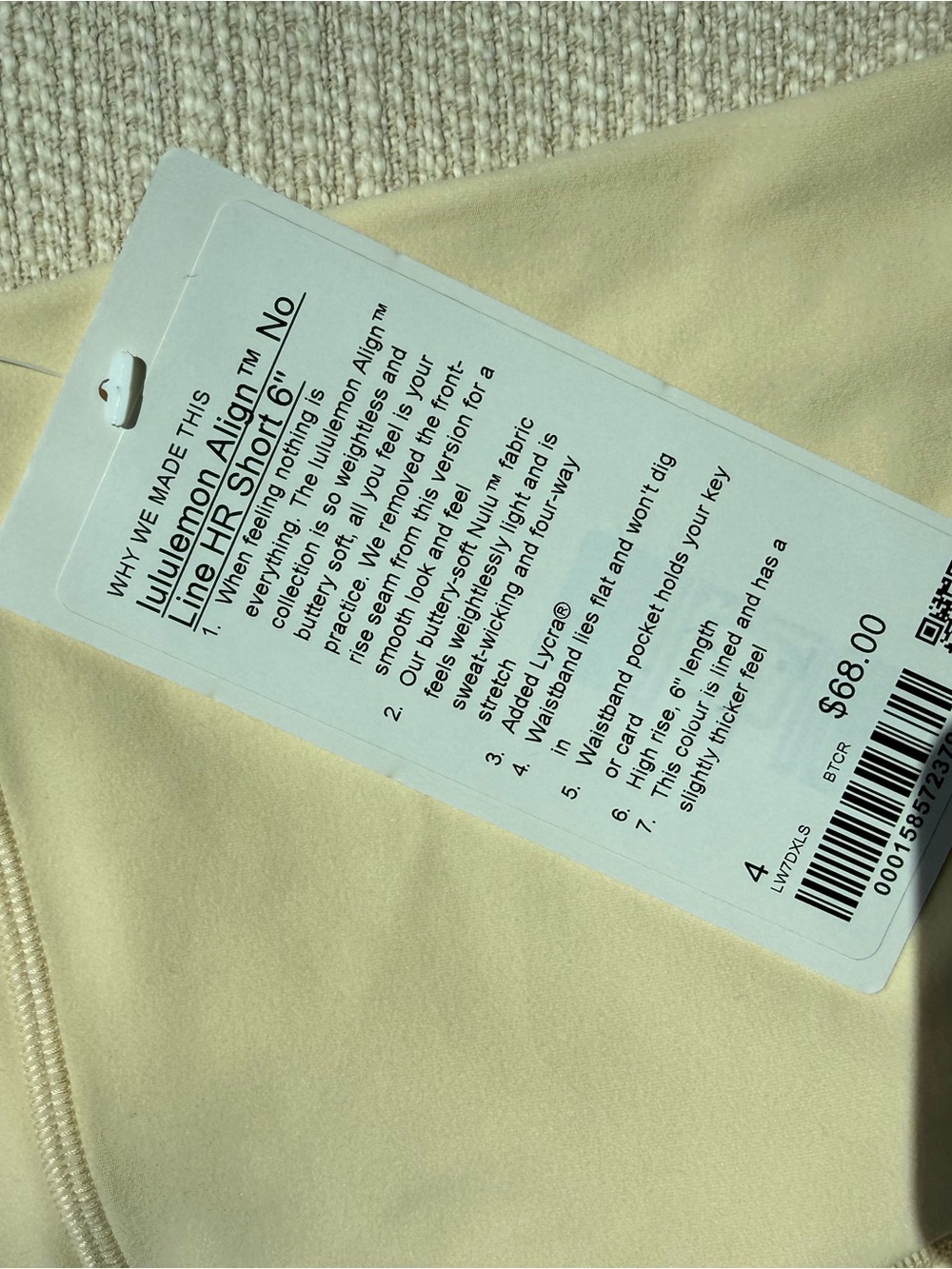 Lululemon Align No-Line short 6” buttercream - Picture 3 of 3